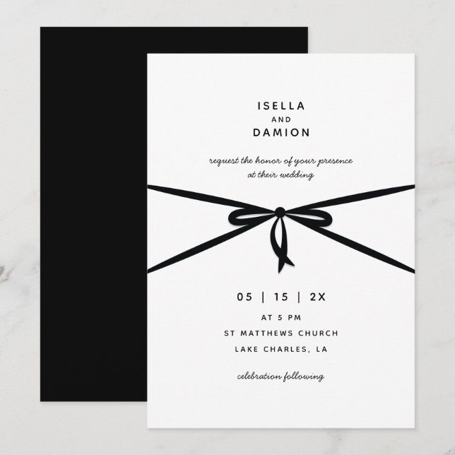 INVITACIÓN RIBÓN NEGRO Y BOW (Anverso / Reverso)