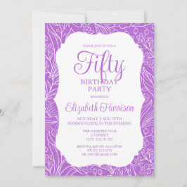 Invitación Rica Lilac White Flora Mujer 50 cumpleaños