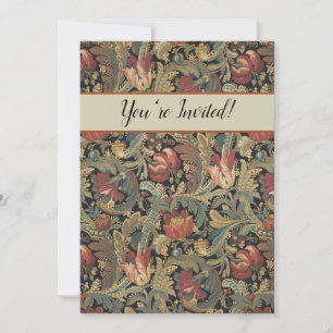 Invitación Rica Tapicería de Brocado Floral Antiguo Victorian
