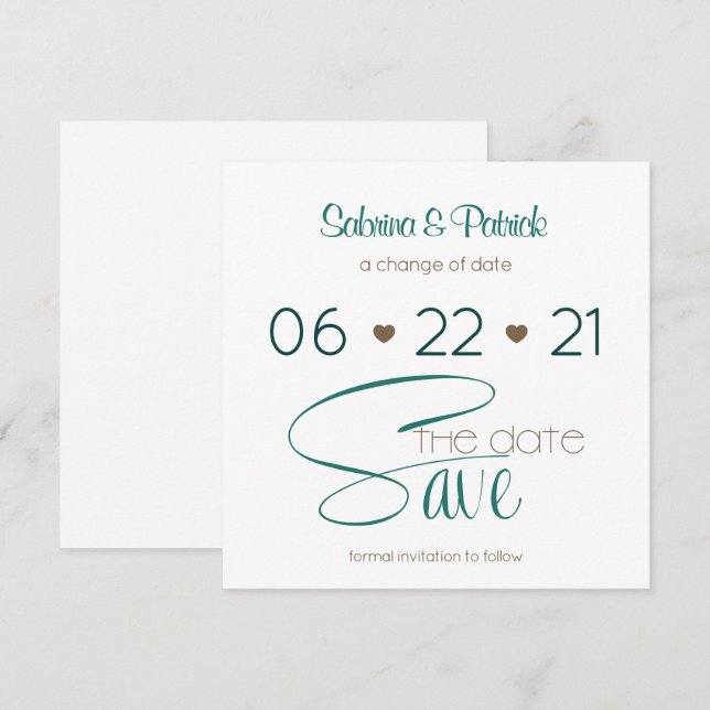 Invitación Rich BOHO Hunter Green Save the Date (Anverso / Reverso)