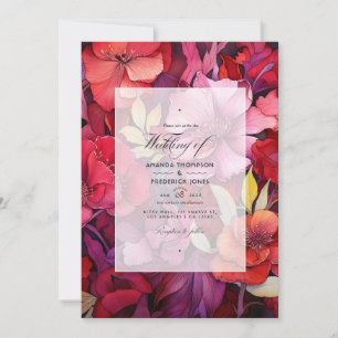 Invitación Rich Reds Floral Winter Wedding