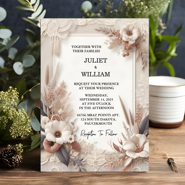 Invitación Rich Satin Fabric Velvet Lace Linen Boda de papel (Subido por el creador)