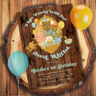 Invitación Ricitos de Oro y la fiesta de cumpleaños de los tr