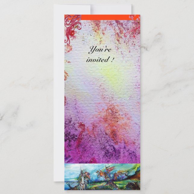 Invitación RIDERS EN STORM Caballeros Medievales Caballo Púrp (Anverso)