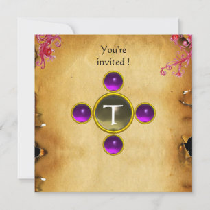 Invitación RIDERS IN STORM monogram amethyst