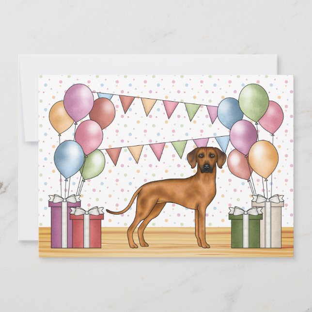 Invitación Ridgeback Rhodesian Dog Colorful Pastel Cumpleaños (Anverso)