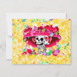 Invitación Ríe mujer esqueleto en Red Bonnet