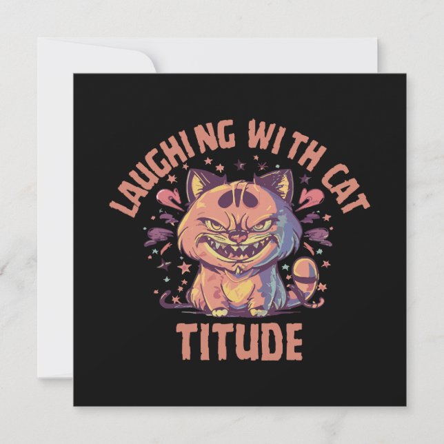 Invitación Riendo con actitud de gato (Anverso)
