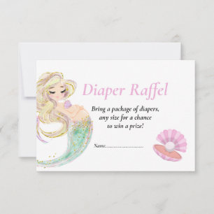 Invitación Rifa de Pañales Rosa Sirena para Baby Shower