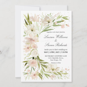 Invitación Rincón romántico romántico verde rosado personaliz