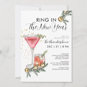 Invitación Ring In New Year Cocktail Fiesta