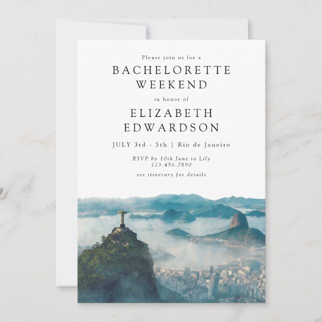 Invitación Rio de Janeiro Watercolor Bachelorette Weekend (Anverso)