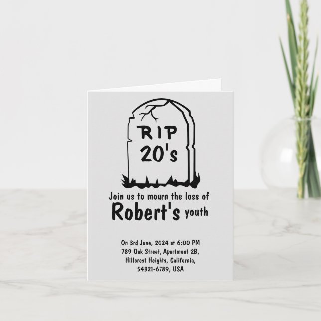 Invitación Rip 20 es gracioso 30 años (Anverso)