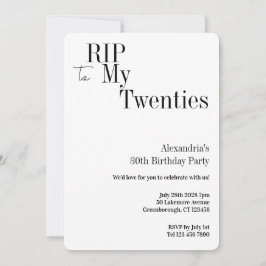 Invitación RIP 20s 30th Birthday Minimal Party