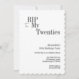 Invitación RIP 20s 30th Birthday Minimal Party
