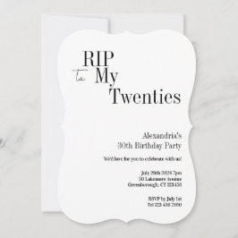 Invitación RIP 20s 30th Birthday Minimal Party