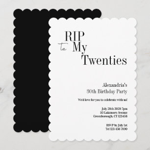 Invitación RIP 20s Cumpleaños 30 Minimal Party
