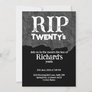 Invitación Rip 20's divertido negro de 30 años