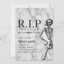 Invitación RIP 20s Veinteañero divertido Cráneo Funeral Cumpl