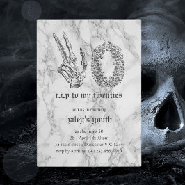 Invitación RIP 20s Veinteañero divertido Cráneo Funeral Cumpl