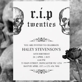 Invitación RIP 20s Veinteañeros divertidos Funeral de cráneo 