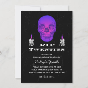 Invitación RIP 20s Veintes Cráneo Púrpura Gótico Cumpleaños 3