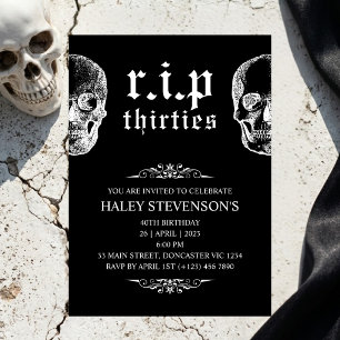Invitación RIP 30 Cumpleaños Divertido Cráneo Funeral 40 Cump