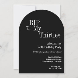 Invitación RIP 30s 40th Birthday Black and White Party