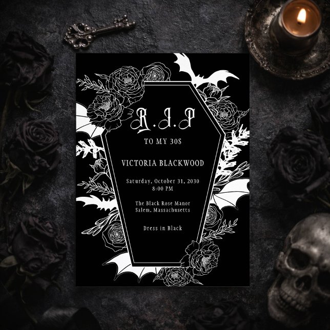 Invitación RIP 30s Cumpleaños Gótico 40 (Subido por el creador)