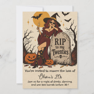 Invitación RIP a Mis Veinte Años Retro Halloween Cumpleaños 3