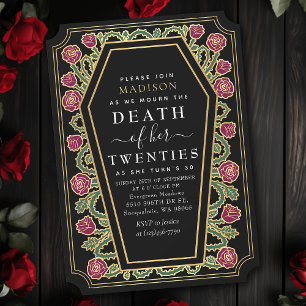 Invitación Rip Death to my 20s 30th Gótica Birthday Party