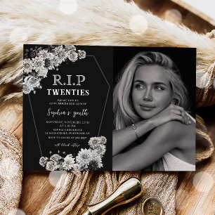 Invitación Rip floral 20's Death to my Youth 30th Birthday
