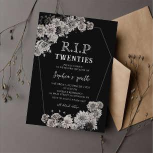 Invitación Rip floral 20's Death to my Youth 30th Birthday