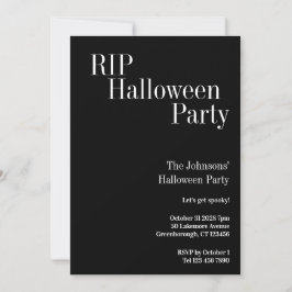 Invitación RIP Halloween Black and White Party