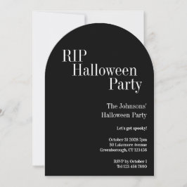Invitación RIP Halloween Party Black and White