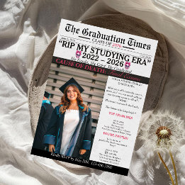 Invitación RIP Mi Era de Estudio Graduación | Fiesta de Gradu