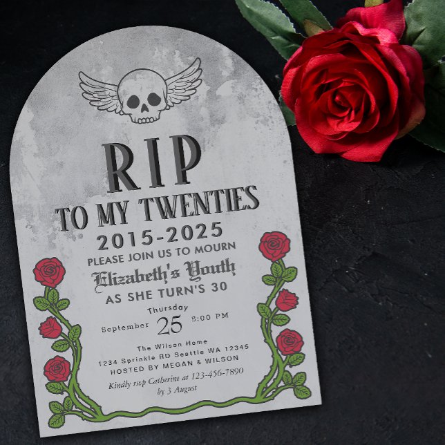 Invitación Rip my 20s Gravestone 30th Gothic Birthday Party (Subido por el creador)