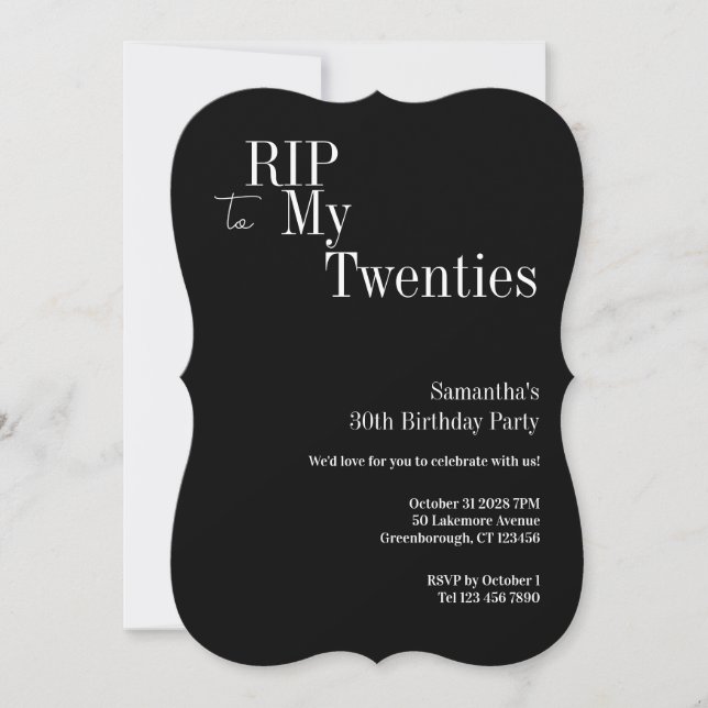 Invitación RIP Twenties 30th Birthday Party (Anverso)