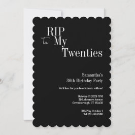 Invitación RIP Twenties 30th Birthday Party Black White