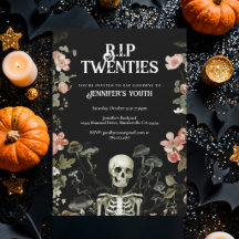 RIP Veinteañera Floral Esqueleto Cumpleaños 30