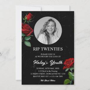 Invitación RIP Veinteañera Rosa Funeral Cumpleaños 30 Foto