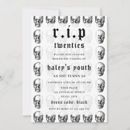 Invitación RIP Veinteañero Cráneo de Muerte Divertido Cumplea