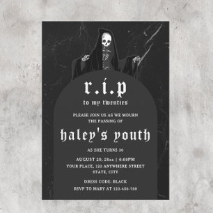 Invitación RIP Veinteañeros 20s Divertida Muerte Funeral Cump