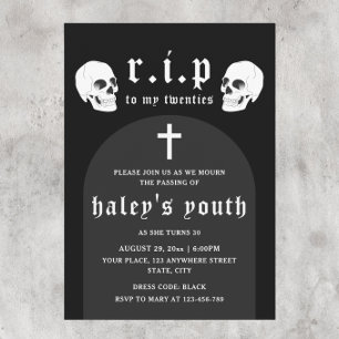 Invitación RIP Veinteañeros 20s Divertida Muerte Funeral Cump