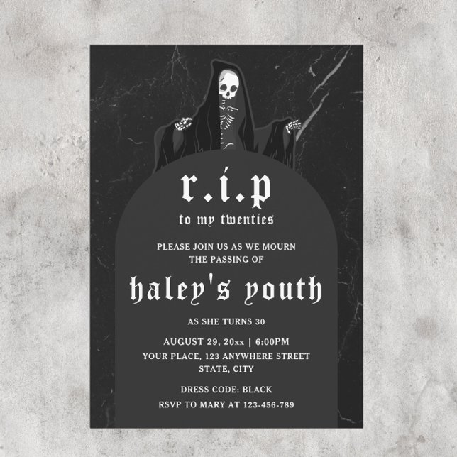 Invitación RIP Veinteañeros 20s Divertida Muerte Funeral Cump (Subido por el creador)
