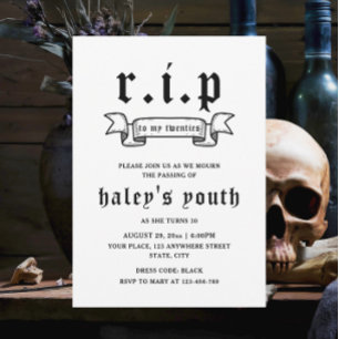 Invitación RIP Veinteañeros Años 20 Cumpleaños Divertido Fune