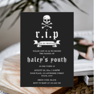 Invitación RIP Veinteañeros Años 20 Cumpleaños Divertido Fune