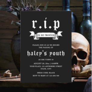 Invitación RIP Veinteañeros Años 20 Divertido Funeral Cumplea
