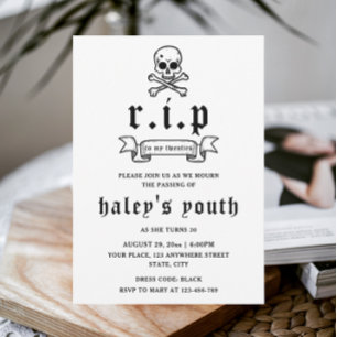 Invitación RIP Veinteañeros Cumpleaños 30 Funny Muerte Funera