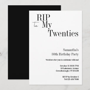 Invitación RIP Veintes Cumpleaños 30 Minimal